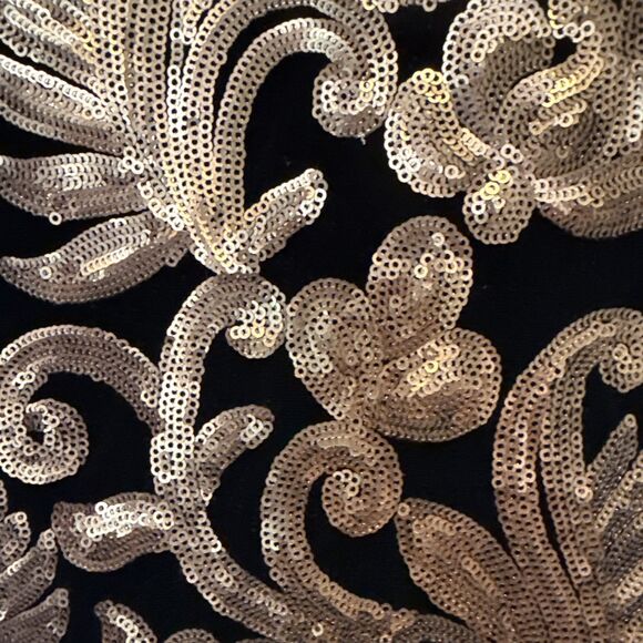 Alice + Olivia Inka Sequin Party Dress Black Velvet Gold Size 4 Party NYE - Picture 6 of 9